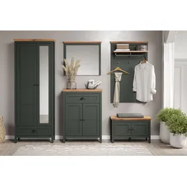 trendteam Kommode Stanton in grün und Eiche Landhaus Flur Diele 77 x 102 cm - tannengrün, Eiche