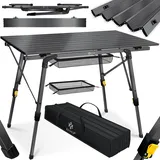 Kesser KESSER® Campingtisch faltbar Klapptisch mit Aluminiumrahmen Aufrollbare Tischplatte Falttisch klappbar höhenverstellbar inkl. Tragetasche mit Trageband & Netztasche