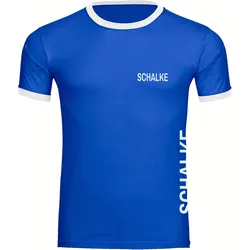 multifanshop Kontrast T-Shirt - Schalke - Brust & Seite - Druck weiß - Männer