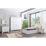 Xlmoebel Schlafzimmer-Set Set für das Kinderzimmer im Landhausstil mit Bett, Nachttisch, Schrank, (5-tlg., Schlafzimmer-Set), Hergestellt in Europa weiß