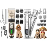 oneisall 4-in-1 & Leise Tierhaarschneidemaschine Set, IPX7 Wasserdicht 2000mAh Wiederaufladbar Schermaschine für Katzen Hunde mit dichtem Fell/Langhaar, Pfotentrimmer & Haarschneidemaschine Profi