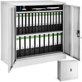 Tectake Büroschrank Stahl 90 x 40 x 90 cm grau abschließbar
