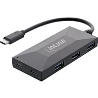 InLine USB 3.2 Gen 1 Hub, USB Typ-C zu 3 Port Typ-A und 2 Port USB-A, mit 3A Netzteil, schwarz