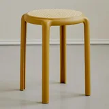 ILOOXI Rund Esszimmerhocker, Stapelhocker Hocker Stapelbar Küchenhocker, Rattan Barhocker Bunte Stapeltisch Für Klassenzimmer, Wohnzimmer, Esszimmer(Yellow)