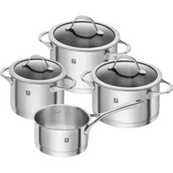 Topf-Set ZWILLING "Essence", silber (silberfarben), Töpfe, Sandwichboden sehr gute Wärmeverteilung Füllskala Edelstahlgussgriffe