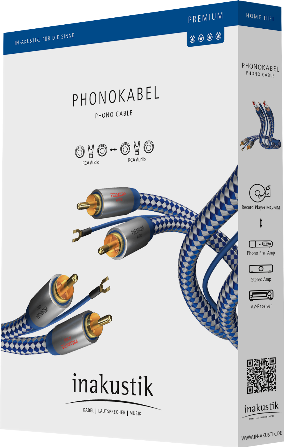 Inakustik Premium Phonokabel (1.50 m, Cinch), Audio Kabel