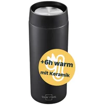 SILBERTHAL Thermobecher 350ml Edelstahl – Auslaufsicherer Kaffeebecher to go mit Keramik - Thermobecher Keramik – Coffee Cup in Schwarz - Bis zu 6h warm und 12h kalt