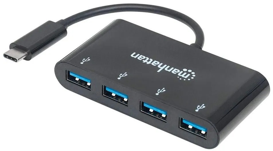 MANHATTAN Manhattan USB 3.1 Gen1 TypC-Hub 4 USB A-Ports Strom über USB Fernbedienung