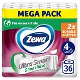 Zewa Ultra Smart Toilettenpapier Großpackung, 36 Rollen á 280 Blatt, Riesenrolle, 4-lagig, hell