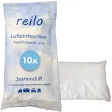reilo 10x 1kg Jasminduft Luftentfeuchter Granulat, Raumluftentfeuchter im Vliesbeutel, Nachfüllpacks für gängige Entfeuchterboxen, Lufttrockner für Wohnraum, Schlafzimmer, Keller