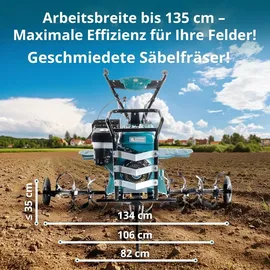 Könner & Söhnen KS 9HP-1350G-3 Benzin Bodenhacke mit Direktantrieb,gartenfräse, geschmiedete Säbelfräsen,3 Vorwärtsgänge, Rückwärtsgang, ≤ SÖHNEN COMBUSTION TILLER 9Km 125/35 9HP-1350BG-3 KS9HP-1350G-3