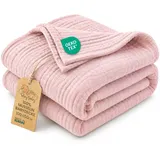 Totsy Baby Musselin Decke Babydecke Baumwolle 100 x 150 cm - Musselindecke Kuscheldecke Baby Musselintücher Kinderdecke dünne Babydecken Pucktuch Muslin Blanket für Kinder Oeko-Tex-Zertifikat Puderrosa