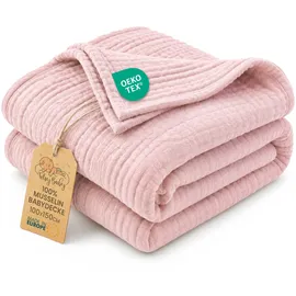 Totsy Baby Musselin Decke Babydecke Baumwolle 100 x 150 cm - Musselindecke Kuscheldecke Baby Musselintücher Kinderdecke dünne Babydecken Pucktuch Muslin Blanket für Kinder Oeko-Tex-Zertifikat Puderrosa