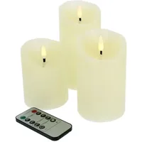 Set mit 3 LED-Kerzen mit 3D-Flamme und Fernbedienung