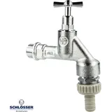 Schlösser Armaturen JS DVGW - Auslaufventil 1/2 Zoll mit Knebeloberteil, RV und Rohrbelüfter, matt verchromt