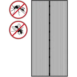 Fliegengitter Fliegennetz Tür Türvorhang Magnet Schließsystem 100x210 cm Schwarz