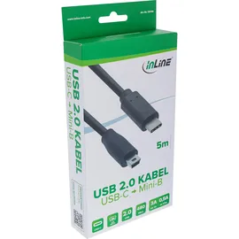 InLine USB 2.0 Kabel, Typ C Stecker an Mini-B Stecker schwarz, 5m