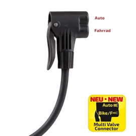 Heyner Premium Fußpumpe mit Manometer Doppelzylinder rot|schwarz