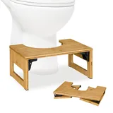 Relaxdays Toilettenhocker klappbar Stuhlgang Unterstützung Bambus 18,5x43x27,5 cm natur
