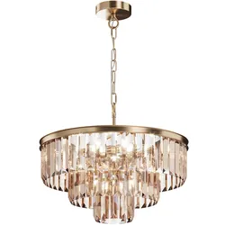 Pendelleuchte Hängelampe Deckenleuchte Kronleuchter Glas Gold Dekor D 50 cm