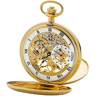 Regent Taschenuhr Regent Herren Uhr GM1612 Armbanduhr, (Analoguhr), Herrenuhr, rundes Gehäuse, groß (ca. 53mm), weiß goldfarben