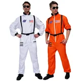 Maxim Party Supplies Herren Astronaut Kostüm Jumpsuit für Erwachsene mit gestickten Aufnähern und Taschen, Orange, Large