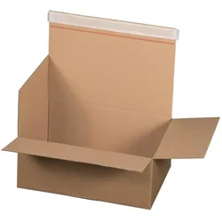 VEPATIM 10x Schnellaufrichtekarton 350x256x135mm Selbstklebeverschluss Aufreißfaden Automatikboden braun - Schuhkarton
