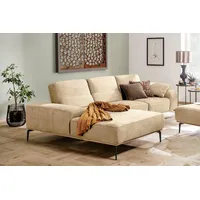 W.SCHILLIG Ecksofa run, Designsofa mit tollem Sitzkomfort, bequem, L-Form, mit Holzsockel, Füße in Schwarz pulverbeschichtet, Breite 299 cm braun