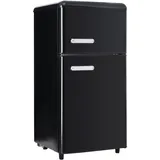 Merax Retro Mini Kühlschrank mit Gefrierfach, 72L, 2 Türen, kompakt für Single, Büro & Hotel Minibar, LED, 120 kWh/Jahr, Schwarz