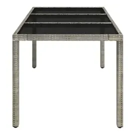 vidaXL Gartentisch mit Glasplatte Grau 150x90x75 cm Poly Rattan