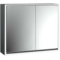 LED-Lichtspiegelschrank Loft Aufputz, 800 mm, breite Tür links schwarz