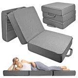 Klappmatratze Faltmatratze 190x63x15 cm 3-teilige Gästematratze Campingmatratze waschbarer Bezug 15 cm dick faltbar mit Tragegriff für Gäste Reisen Kinder Erwachsene platzsparend