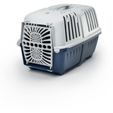lionto Transportbox für Hunde & Katzen aus recyceltem Kunststoff Tiertransportbox Kleintierbox, 48x31,5x33 cm, dunkelblau