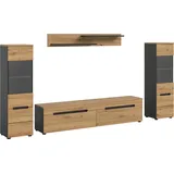 Home Affaire Wohnwand HOME AFFAIRE "REHAT, TOPSELLER, 4-teilig, wahlweise stehend und hängend montierbar", basalt grau, artisan eiche nachbildung, B:272cm H:141cm T:33cm, Holzwerkstoff, Kastenmöbel-Sets, Wohnwand, Kombination, Anbauwand, Set, Wohn-Set, Wohnzimmer-Set, 