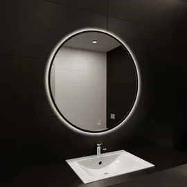 Home Deluxe LED-Spiegel Schwarz, Glas, 80x80x1 cm Badezimmer, Badezimmerspiegel, Badspiegel