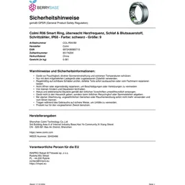 Colmi R06 Smart Ring Größe 9 Schwarz
