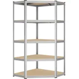 SONGMICS Eckregal 5 Ebenen, Schwerlastregal, Metall, Lagerregal für Garage, Abstellraum, Kellerregal, bis 875 kg belastbar, silbern-naturbeige GLR080E01