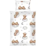 BestLivings Kinder Bettwäsche 100x135cm / 40x60cm - Bärchen Wolke