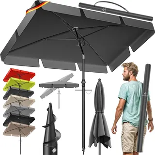 Kesser KESSER® Sonnenschirm Rechteckig Inkl. 2in1 Abdeckung & Transporttasche Gartenschirm Terrassenschirm Schirm 200 × 125cm für Balkon Garten & Terrasse Neigungswinkel und Höhe verstellbar