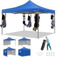 Hoteel Pavillon 3x3 Wasserdicht Stabil Winterfest Faltpavillon Partyzelt Klappbar 3x3m,Pop Up Faltbar Gartenpavillon Mit 4 Seitenteilen Uv Schutz 50+ Faltpavillon Für Party,Fest,Strand, Dunkelblau