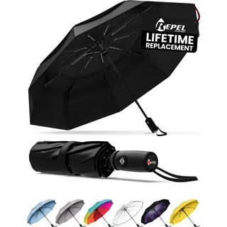 Repel Umbrella Windproof Travel Umbrellas for Rain - Easy Auto Open Close, Durable & Compact Umbrella, Strong Fiberglass Frame, Waterproof Canopy - Backpack, Purse, Portable Umbrella for Travel