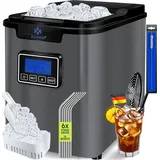 Kesser KESSER® Eiswürfelbereiter Eiswürfelmaschine Edelstahl 150W Ice Maker 12 kg 24 h 3 Würfelgrößen Zubereitung in 6 min 2,2 Liter Wassertank Timer LCD-Display Selbstreinigungsfunktion