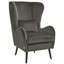 Home Affaire Sessel HOME AFFAIRE "Salla auch in Fellimitat und Feincord, viele Bezugsarten, Ohrensessel", grau (anthrazit), B:78cm H:118cm T:94cm, Samtoptik (100% Polyester), Sessel, Sessel, wahlweise mit oder ohne Hocker; großer Sessel: Maße B/T/H: 78/94/118cm