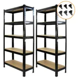 MonsterShop Lagerregal Stahl 75cm x 150cm x 30cm Schwarz