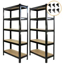 MonsterShop Lagerregal Stahl 75cm x 150cm x 30cm Schwarz