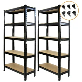 MonsterShop Lagerregal Stahl 75cm x 150cm x 30cm Schwarz