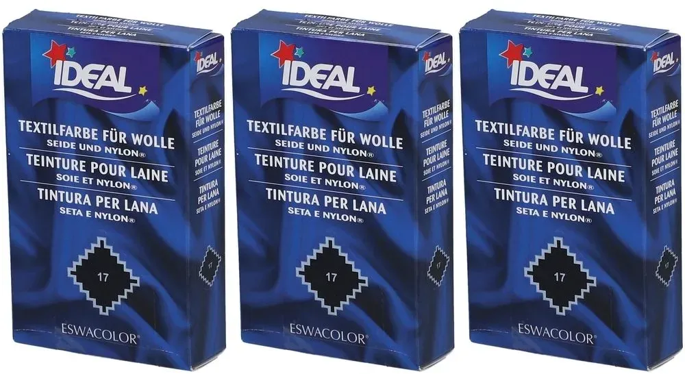 Ideal Kleurstof voor Wol, Zijde en Nylon - 17 Zwart 3x30 g Poeder