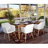 MCW 6er-Set Esszimmerstuhl Vaasa T381, Stuhl Küchenstuhl, Retro 50er Jahre Design ~ Kunstleder, weiß, helle Beine