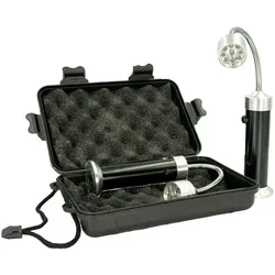 Intirilife 2x Grillleuchte Magnetisch LED aus Aluminium-Legierung in Schwarz - Silber mit Aufbewahrungsbox - 25 x 3.8 cm