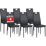 ALBATROS Esszimmerstühle 6er Set Salerno, Schwarz - Edles Italienisches Design, Kunstleder-Bezug, bequemer Polsterstuhl - Moderner Küchenstuhl, Stuhl Esszimmer oder Esstisch Stuhl